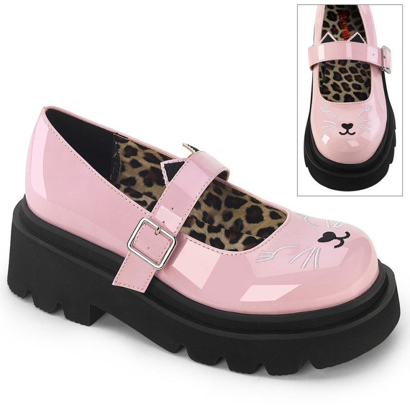 Demonia Renegade 56 - Tiered Platform Women Mary Janes Pink USA | DF8-66046Z7