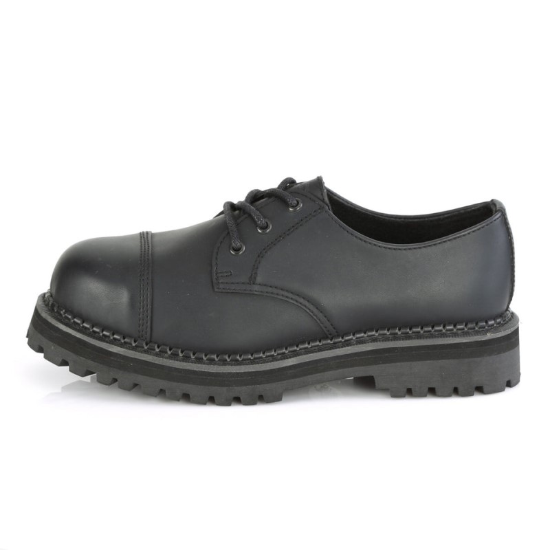 Demonia Riot 03 - Eyelet Vegan Steel Toe Classic Women Oxford Shoes Black USA | EX4-31453S4