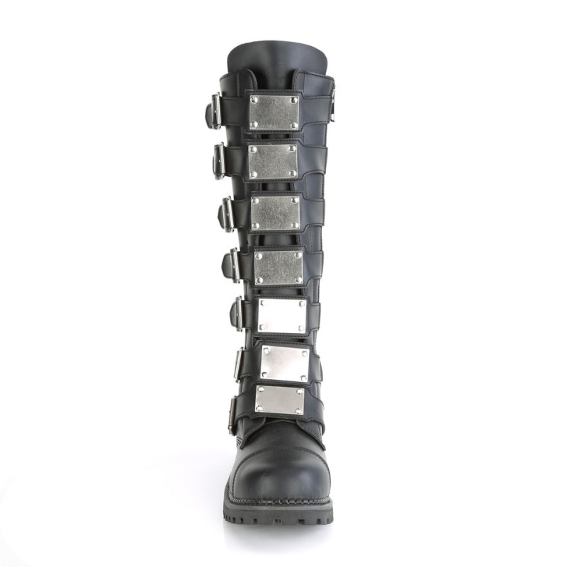 Demonia Riot 21mp - Vegan Steel Toe Men Knee-High Boots Black USA | AV3-65766Q0