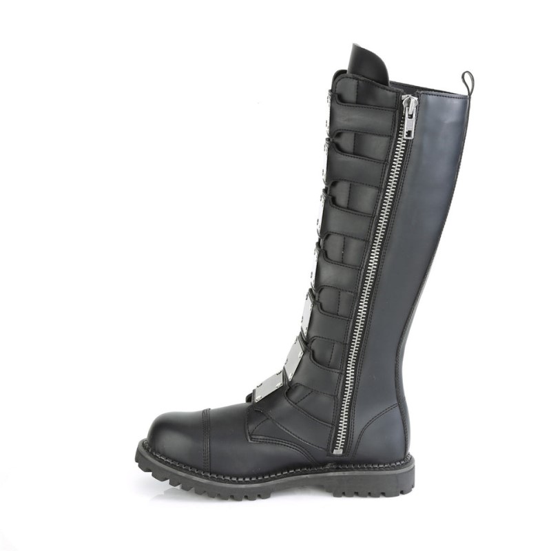 Demonia Riot 21mp - Vegan Steel Toe Men Knee-High Boots Black USA | AV3-65766Q0