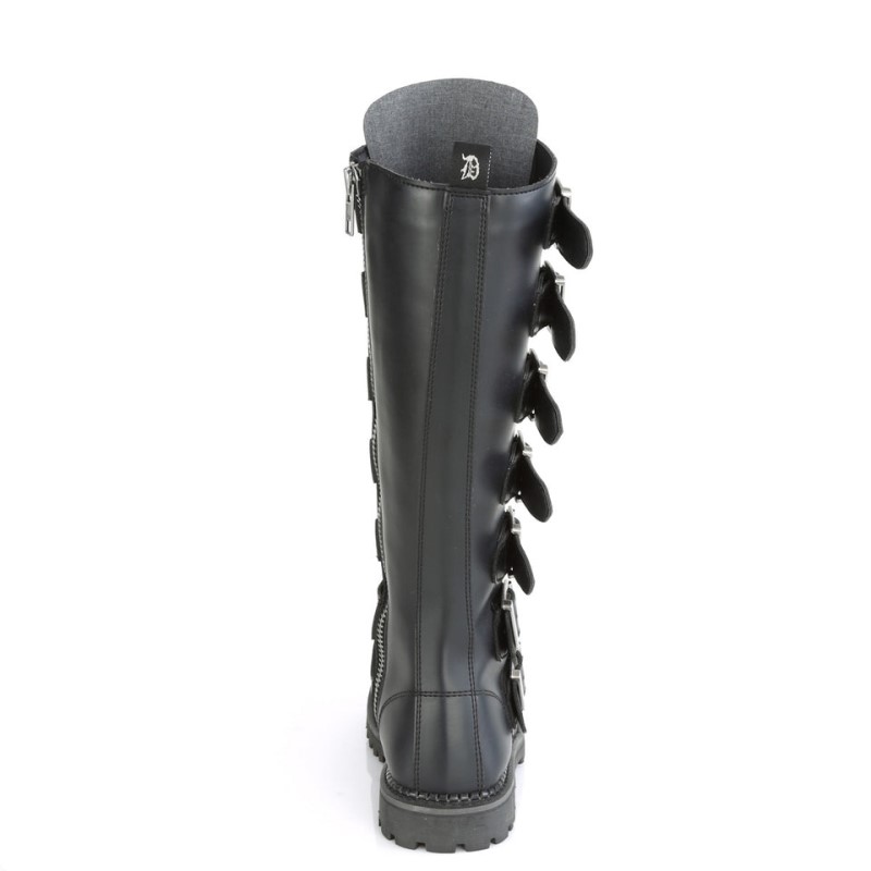 Demonia Riot 21mp - Vegan Steel Toe Men Knee-High Boots Black USA | AV3-65766Q0