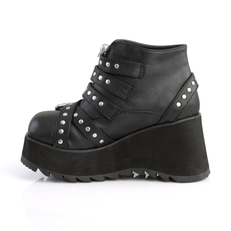 Demonia Scene 30 - Wedge Platform Women Ankle Boots Black USA | GK0-99119H4