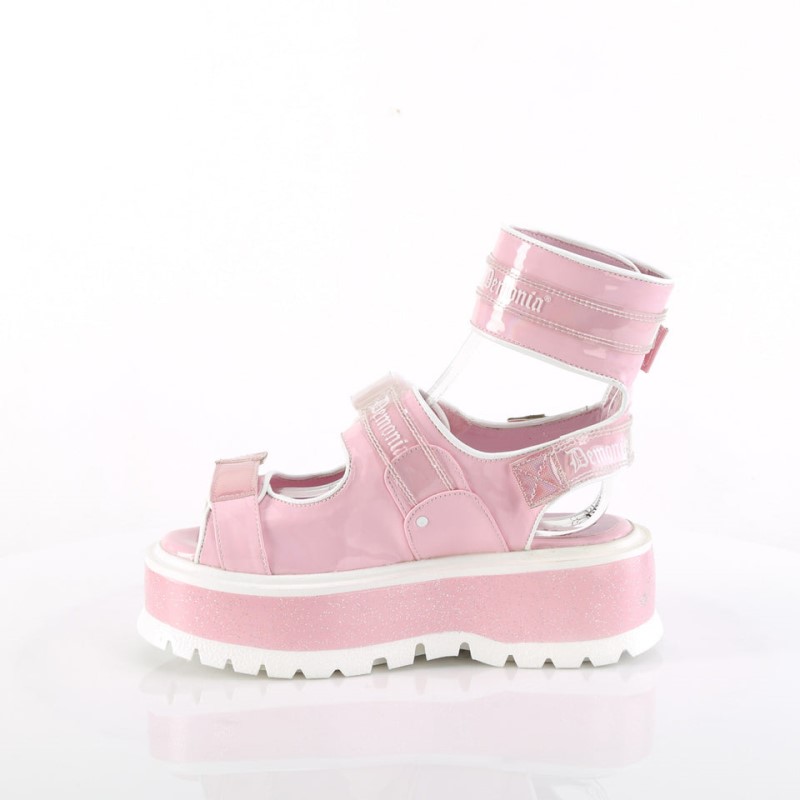 Demonia Slacker 15b - Platform Ankle Cuff Women Sandals Pink USA | LC2-12381L9