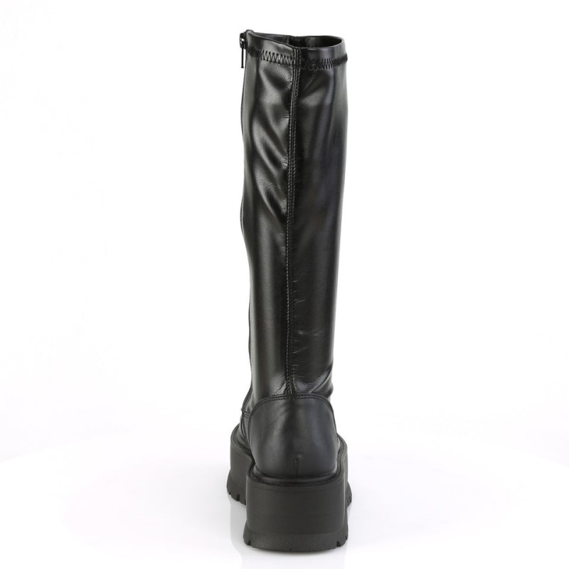 Demonia Slacker 200 - Platform Stretch Women Knee-High Boots Black USA | HF0-97259V3