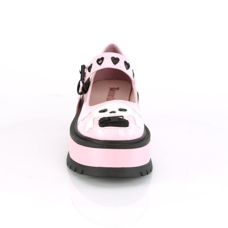 Demonia Slacker 27 - Platform Women Mary Janes Pink USA | IL1-64676A2