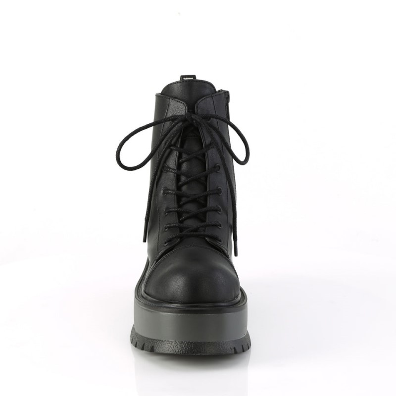 Demonia Slacker 55 - Platform Lace Up Women Ankle Boots Black USA | YB1-27132B6