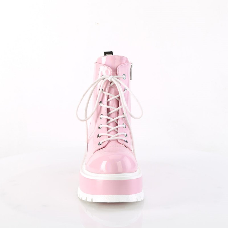 Demonia Slacker 55 - Platform Lace Up Women Ankle Boots Pink USA | XK1-64566W7