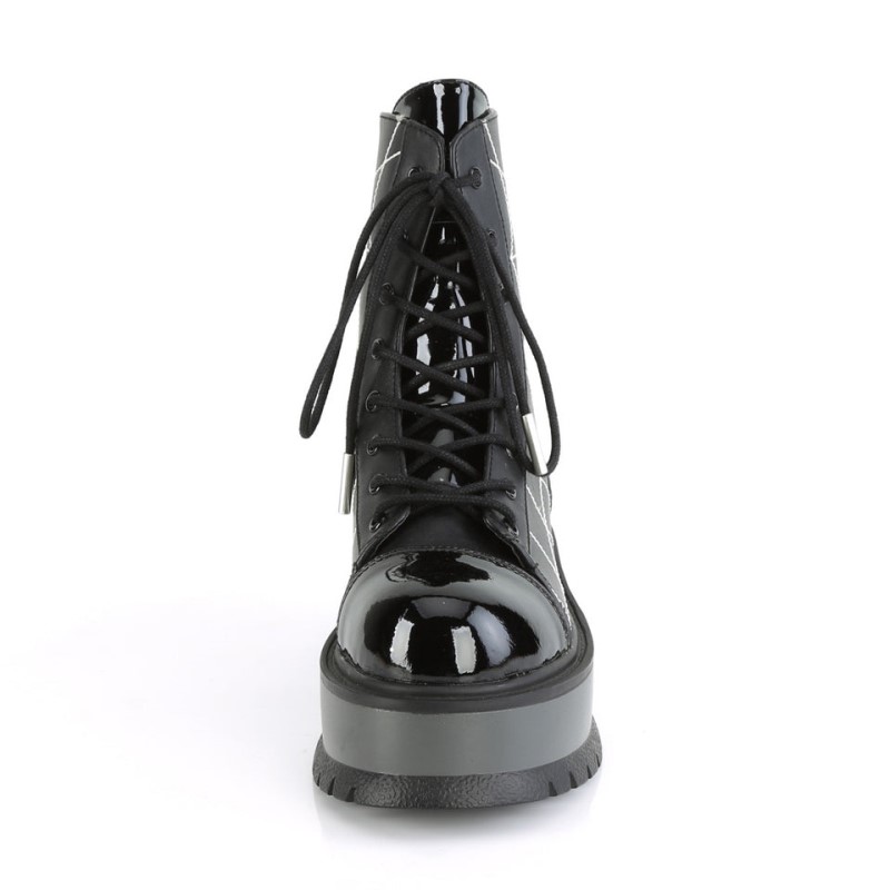 Demonia Slacker 88 - Platform Lace Up Women Ankle Boots Black USA | SN1-49024R8