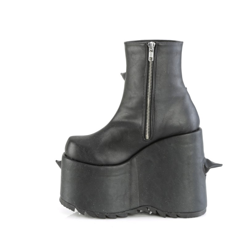 Demonia Slay 77 - Platform Women Ankle Boots Black USA | HR2-06960K4