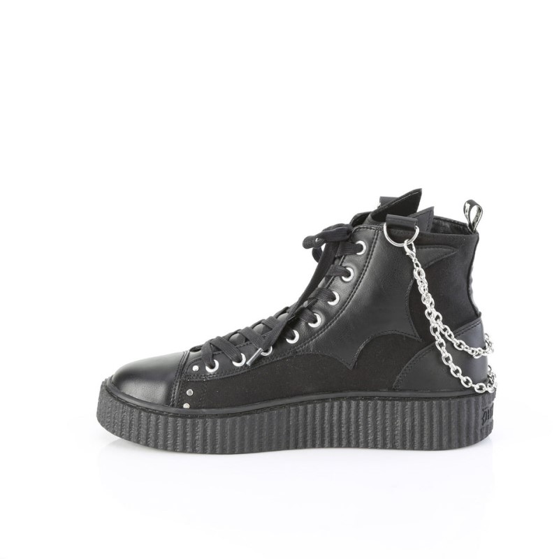 Demonia Sneeker 230 - Platform Rubber High Top Round Toe Lace Up Creeper Men Sneakers Black USA | NK0-39623I8