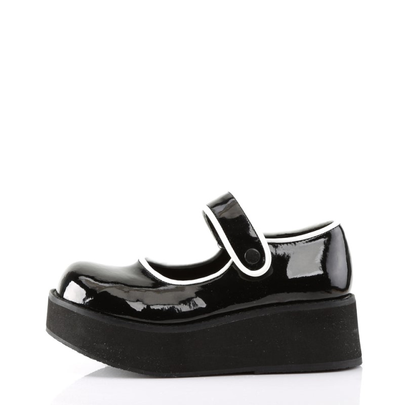 Demonia Sprite 01 - Platform Women Mary Janes Black / White USA | HB3-32853K7