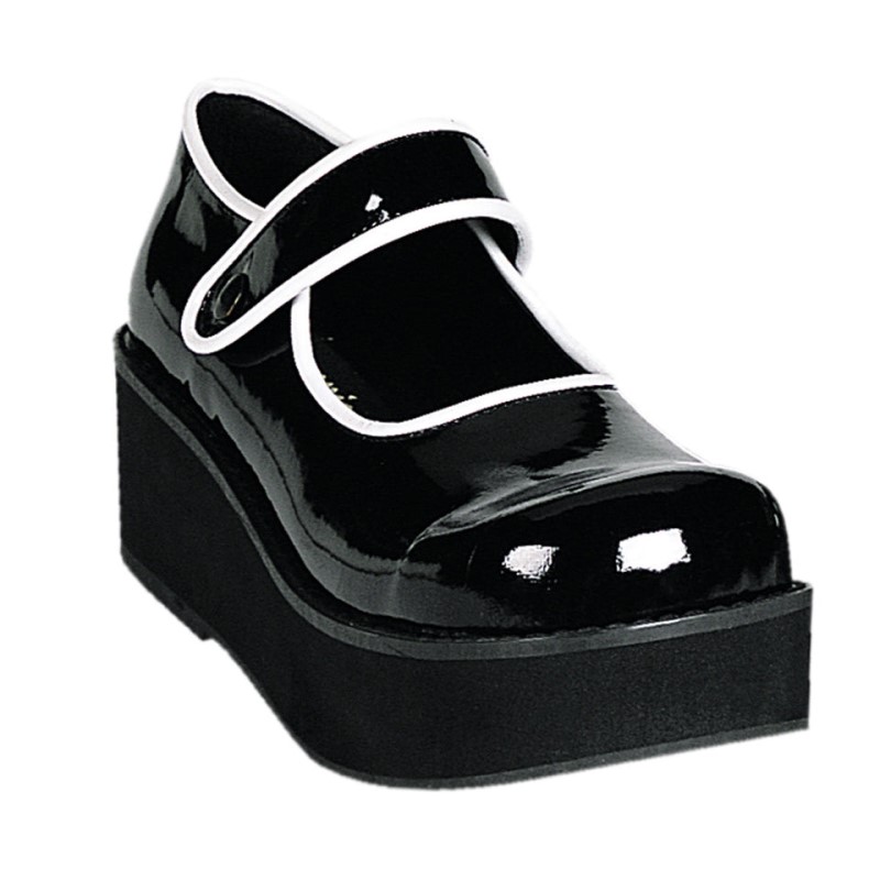 Demonia Sprite 01 - Platform Women Mary Janes Black / White USA | HB3-32853K7