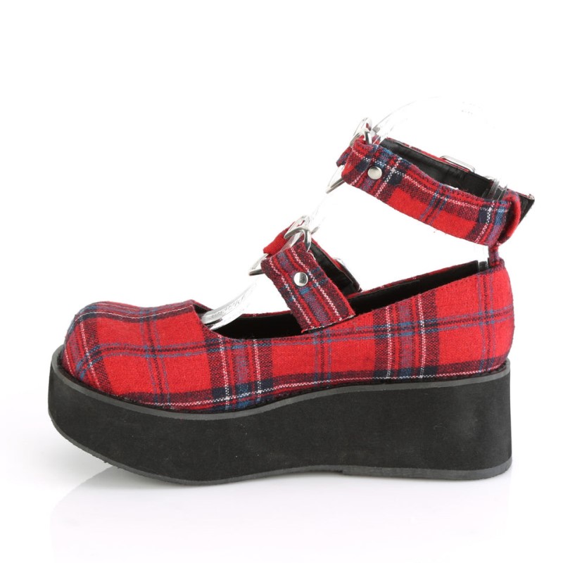 Demonia Sprite 02 - Platform Women Mary Janes Red USA | FU4-06680K5