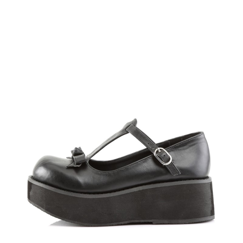 Demonia Sprite 03 - Platform T-Strap Women Mary Janes Black USA | SC2-90559Y2