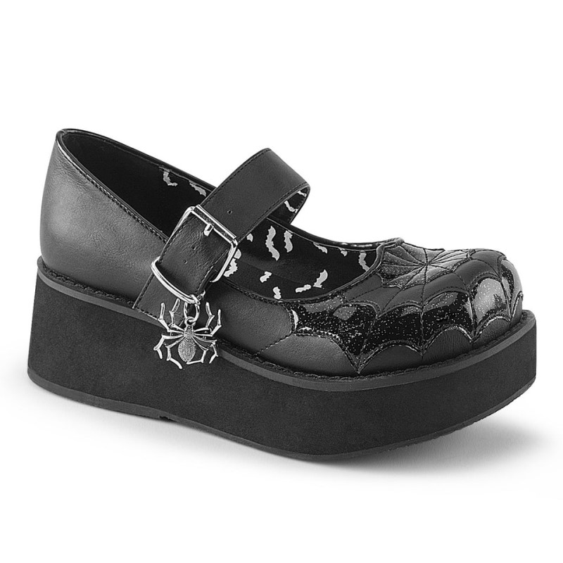 Demonia Sprite 05 - Platform Women Mary Janes Black / Black USA | FS0-66426I4