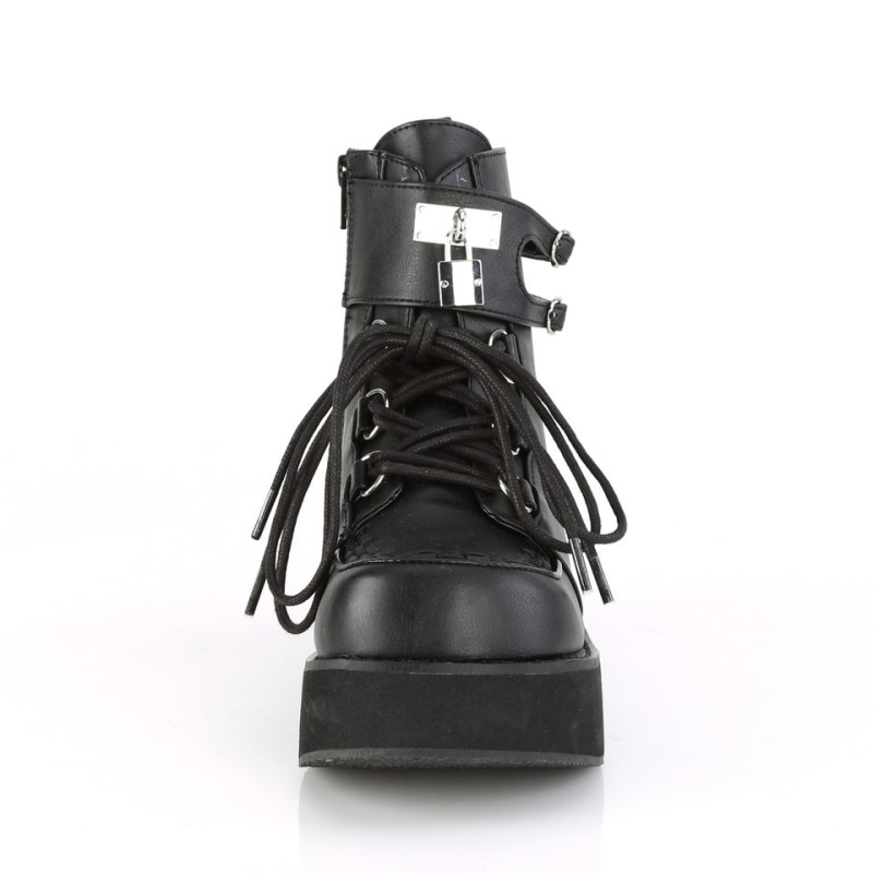 Demonia Sprite 70 - Platform D-Ring Lace Up Women Ankle Boots Black USA | JX0-18941E8