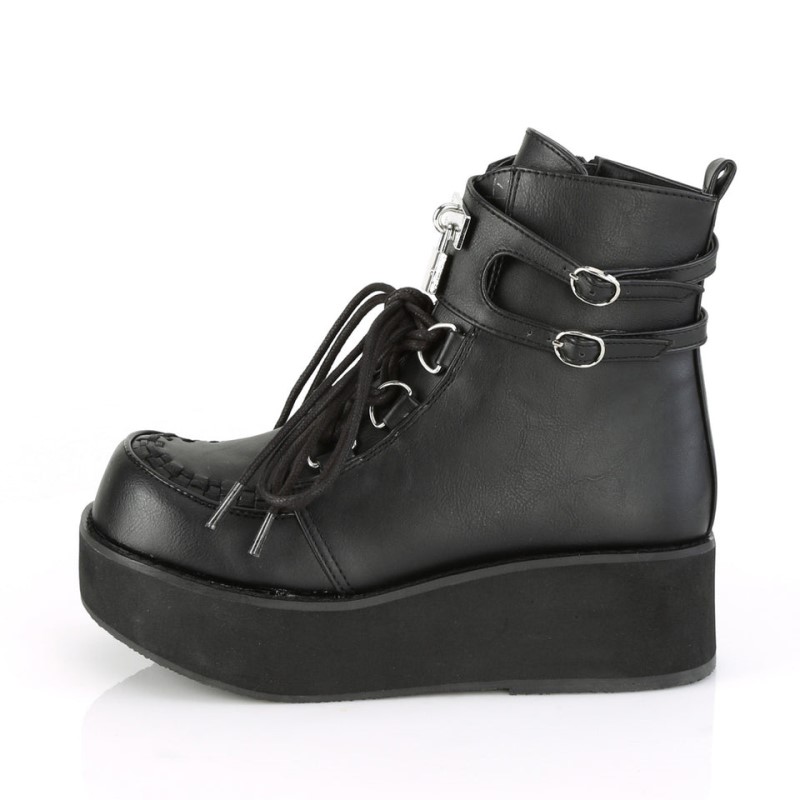 Demonia Sprite 70 - Platform D-Ring Lace Up Women Ankle Boots Black USA | JX0-18941E8