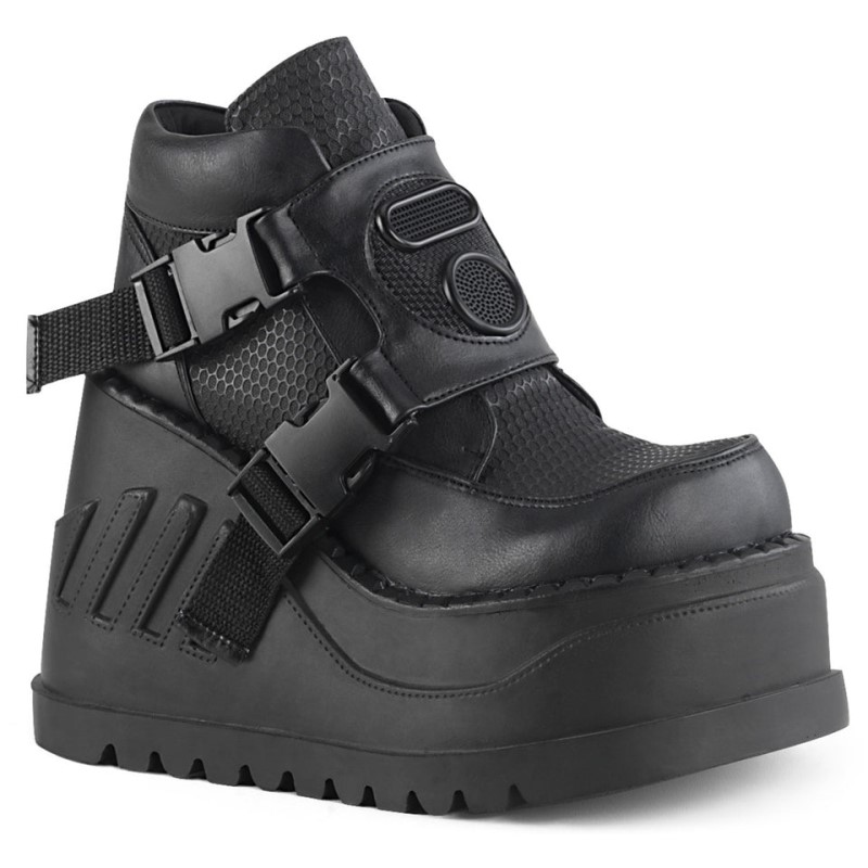 Demonia Stomp 15 - Wedge Platform Women Ankle Boots Black USA | VJ2-39763V5