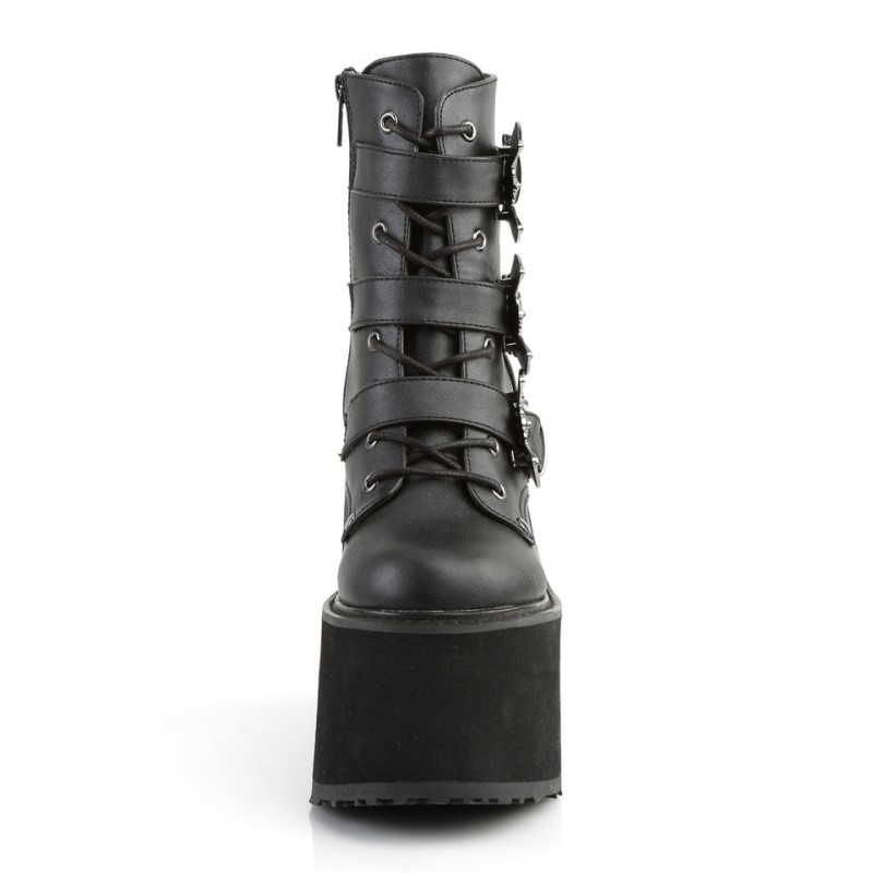 Demonia Swing 103 - Wedge Platform Lace Up Women Ankle Boots Black USA | NP3-41644P7