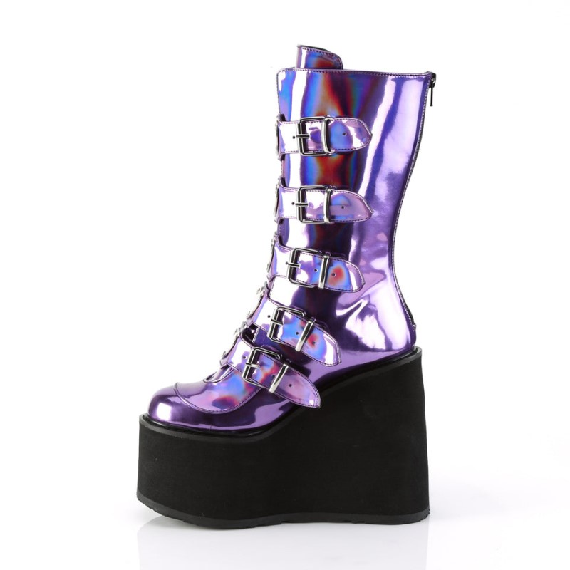 Demonia Swing 230 - Platform Women Mid-Calf Boots Purple USA | EU8-53585I4