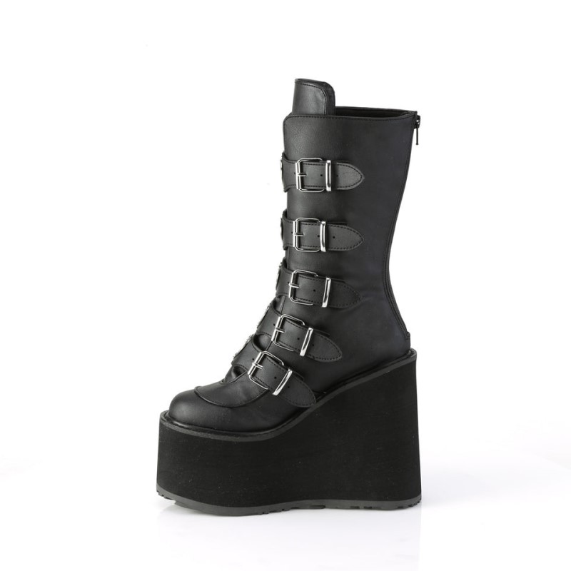 Demonia Swing 230 - Platform Women Mid-Calf Boots Black USA | VX0-22732Y1