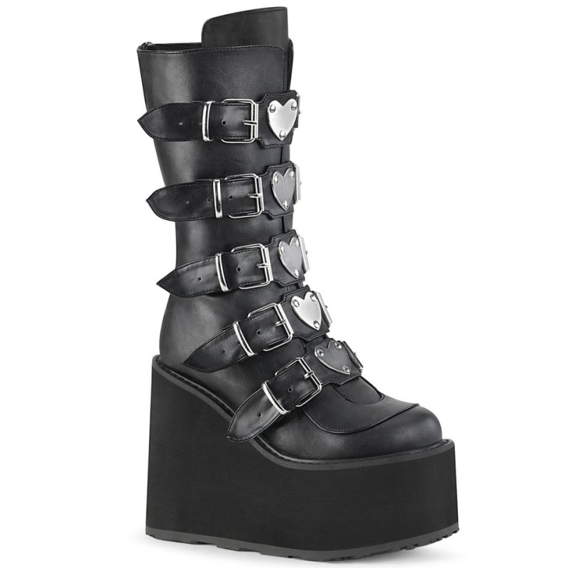 Demonia Swing 230 - Platform Women Mid-Calf Boots Black USA | VX0-22732Y1