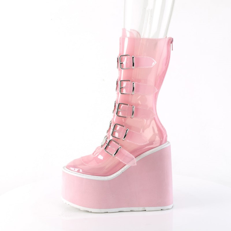 Demonia Swing 230c - Platform Women Mid-Calf Boots Pink USA | WU9-33163P5