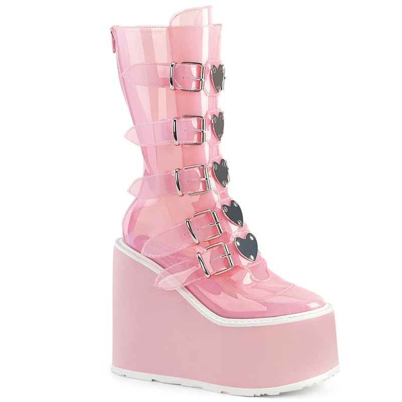 Demonia Swing 230c - Platform Women Mid-Calf Boots Pink USA | WU9-33163P5