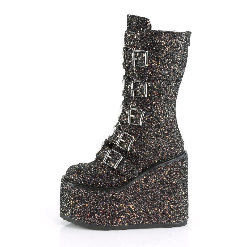 Demonia Swing 230g - Platform Women Mid-Calf Boots Black Multicolor USA | PV7-52475H0