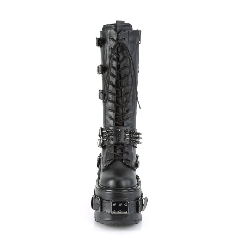 Demonia Swing 327 - Platform Lace Up Women Knee-High Boots Black USA | PI0-18391M5