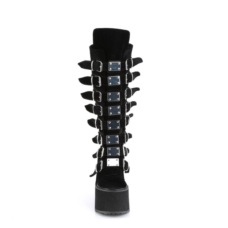 Demonia Swing 815 - Platform Women Knee-High Boots Black / Black USA | CQ5-05130N9