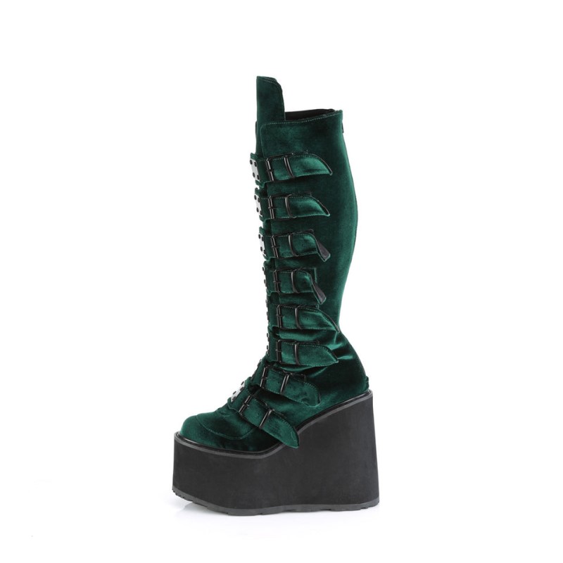 Demonia Swing 815 - Platform Women Knee-High Boots Green USA | DA8-10611M1