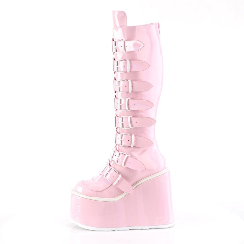 Demonia Swing 815 - Platform Women Knee-High Boots Pink USA | PE4-57465I2