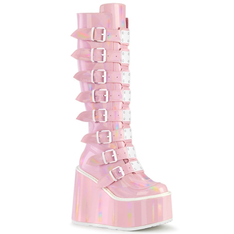 Demonia Swing 815 - Platform Women Knee-High Boots Pink USA | PE4-57465I2