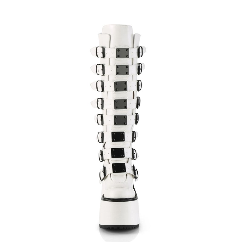 Demonia Swing 815 - Platform Women Knee-High Boots White USA | UW6-42544K2