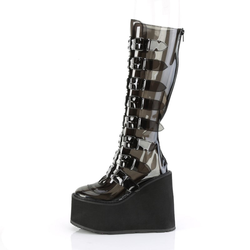 Demonia Swing 815c - Platform Women Knee-High Boots Smoke USA | WZ1-50975Q5