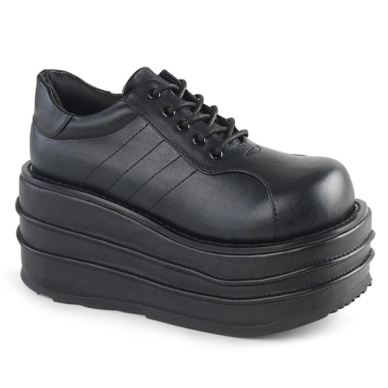 Demonia Tempo 08 - Platform Lace Up Women Oxford Shoes Black USA | CV9-57925R0