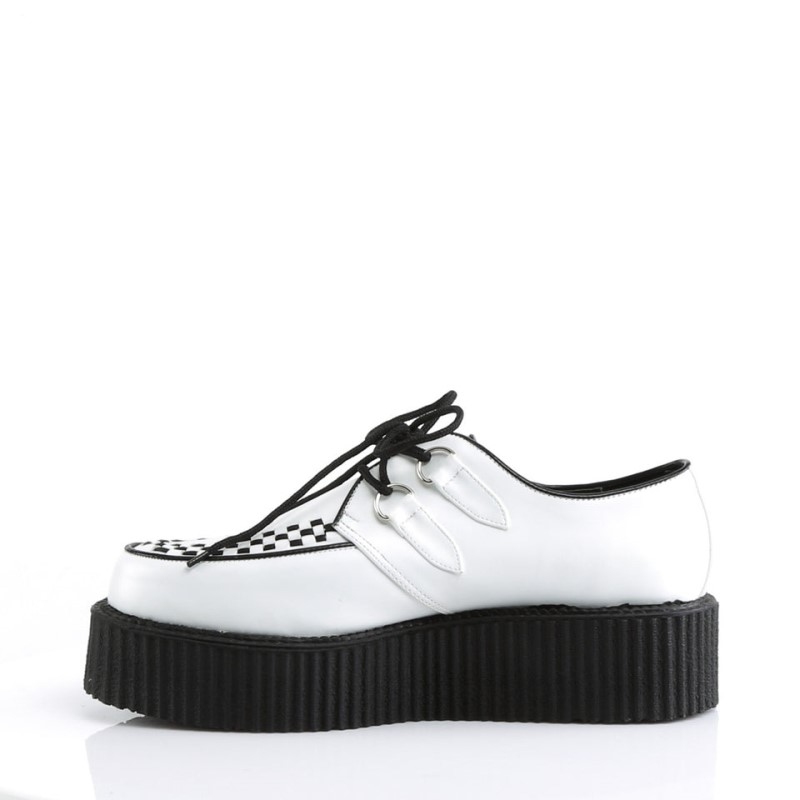 Demonia V creeper 502 - Platform Goth Punk Basic Women Creepers White USA | QM3-57055P6