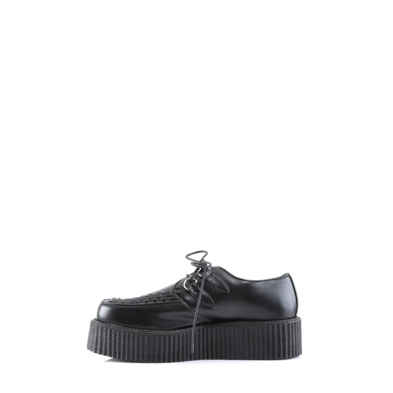 Demonia V creeper 502 - Platform Goth Punk Rockabilly Basic Women Creepers Black USA | YF6-67956P8