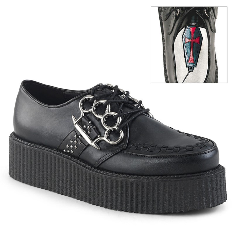 Demonia V creeper 516 - Platform Oxford Women Creepers Black USA | PD6-00180I6