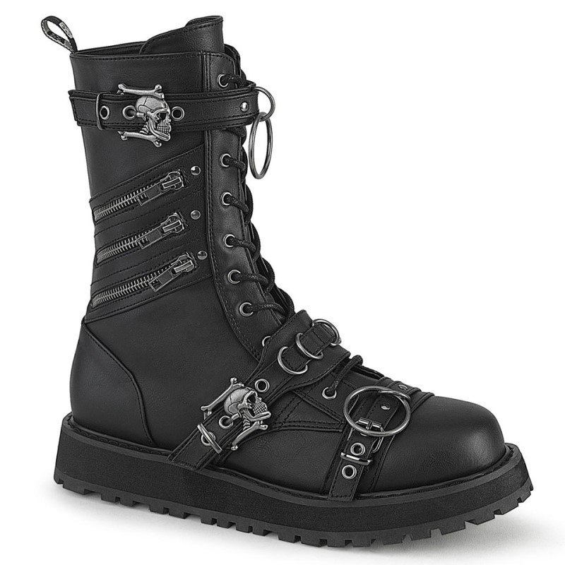 Demonia Valor 240 - Platform Lace Up Women Mid-Calf Boots Black USA | DI6-16511F1