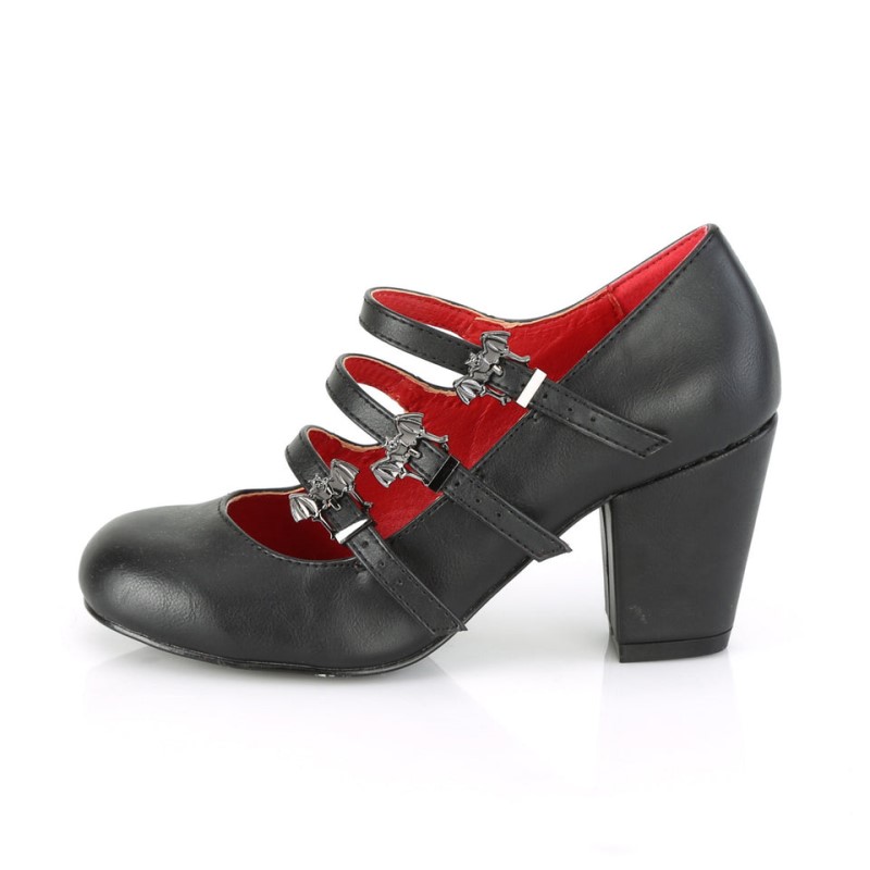 Demonia Vivika 38 - Heel Round Toe Mary Jane Women Pumps Black USA | KZ2-29152Y4