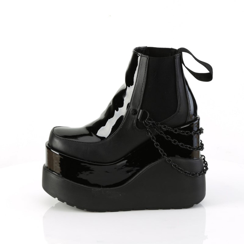 Demonia Void 50 - Wedge Tiered Platform Chelsea Women Ankle Boots Black USA | ZR2-46704G8