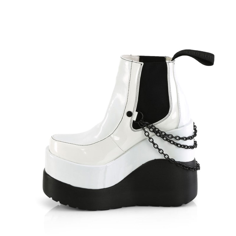 Demonia Void 50 - Wedge Tiered Platform Chelsea Women Ankle Boots White USA | JS3-07550U9