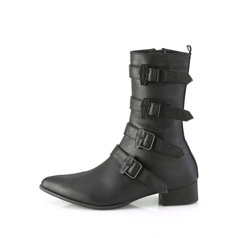 Demonia Warlock 110 c - Heel Pointed Toe Winklepicker Women Mid-Calf Boots Black USA | EY1-73727L6