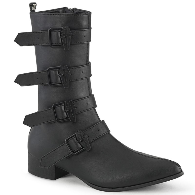 Demonia Warlock 110 c - Heel Pointed Toe Winklepicker Women Mid-Calf Boots Black USA | EY1-73727L6