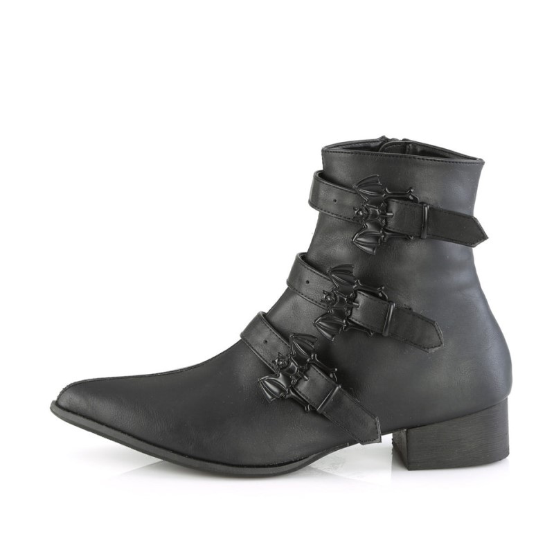 Demonia Warlock 50 b - Heel Pointed Toe Winklepicker Women Ankle Boots Black USA | NV1-64016W3