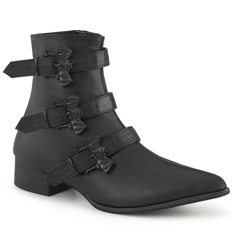 Demonia Warlock 50 b - Heel Pointed Toe Winklepicker Women Ankle Boots Black USA | NV1-64016W3