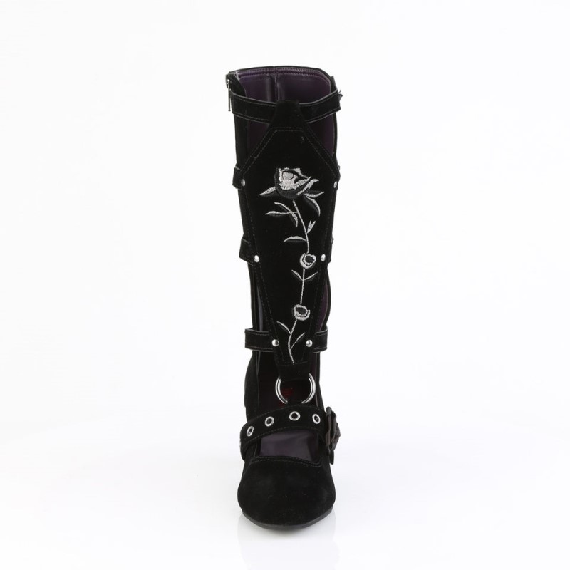 Demonia Whimsy 118 - Heel Mid-Calf Boot Women Knee-High Boots Black USA | KZ8-18051T0