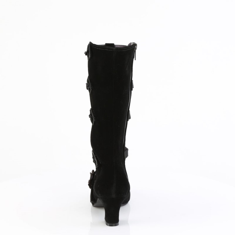 Demonia Whimsy 118 - Heel Mid-Calf Boot Women Knee-High Boots Black USA | KZ8-18051T0